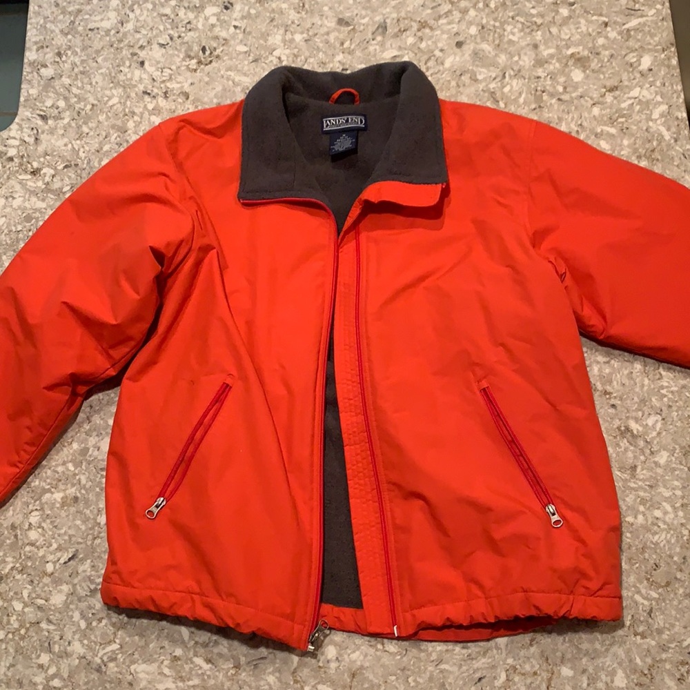 Women’s Land’s End zipper orange winter jacket